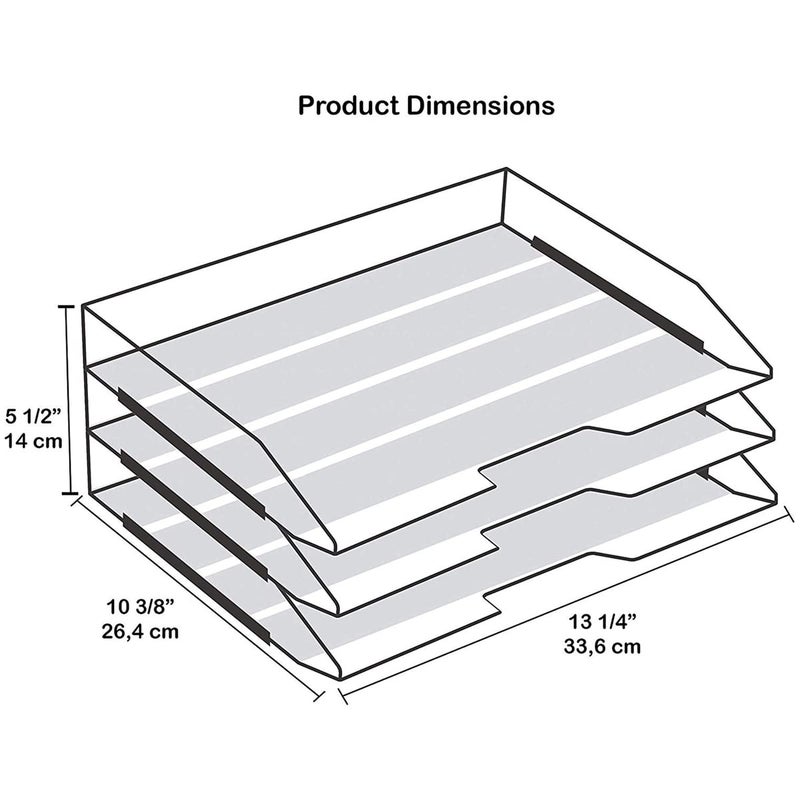 Acrimet Stackable Letter Tray 3 Tier Side Load, Plastic, Desktop File Organizer (Solid Green Color) - Image 4